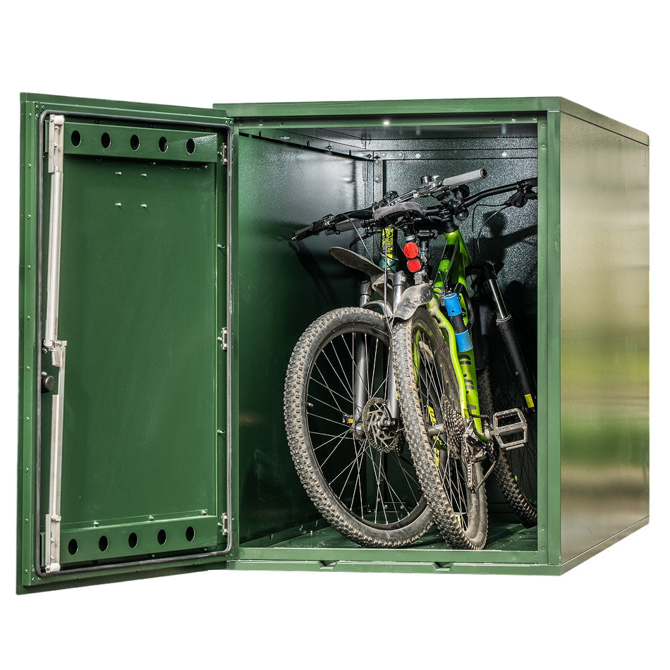 Tuffbox Bi-Bike Locker Outdoor Metal Bike Storage Shed for 2 Bikes