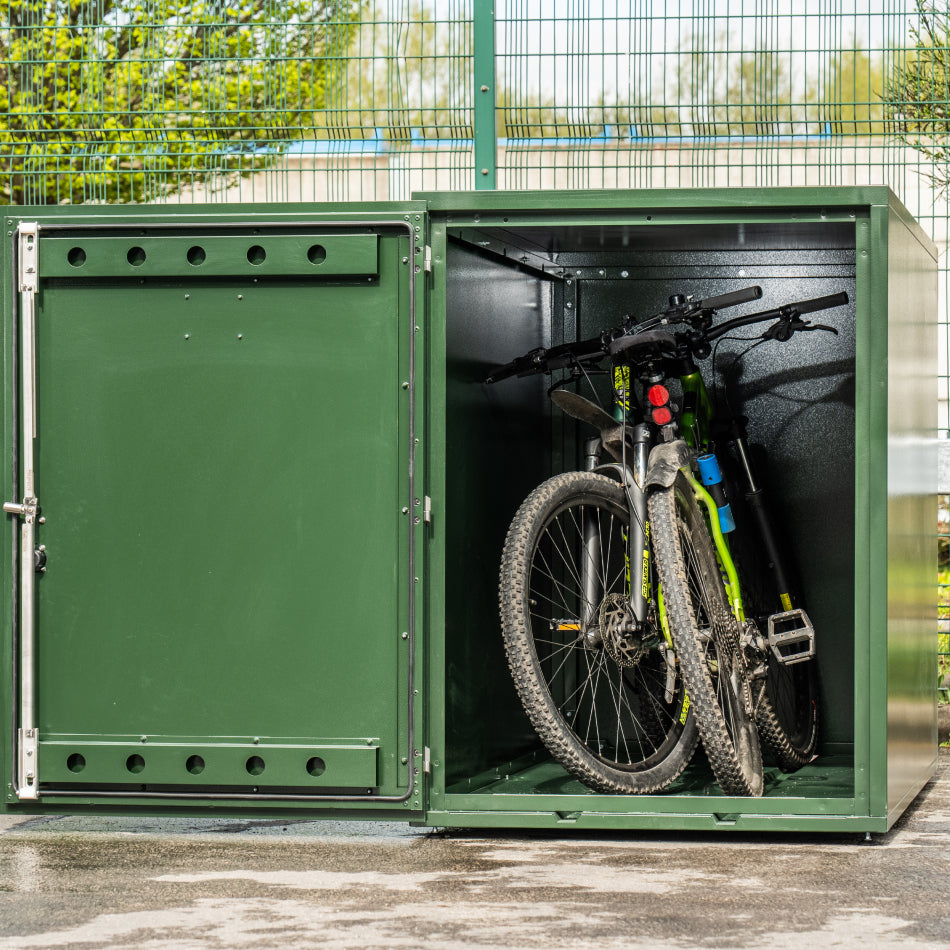 Tuffbox Bi-Bike Locker Outdoor Metal Bike Storage Shed for 2 Bikes